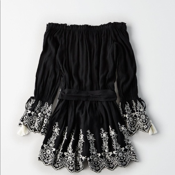 American Eagle Outfitters Pants - American Eagle off-the-shoulder Slit Sleeve Romper